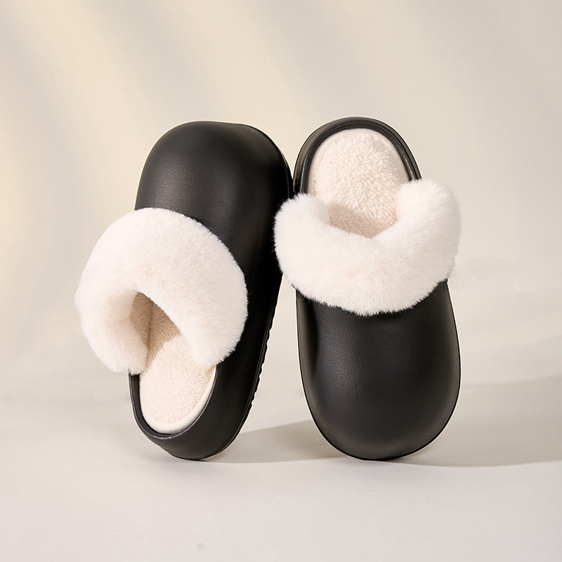 Removable Slippers Winter Waterproof Plush Shoes Household Thick Bottom Detachable Warm Fuzzy Home Slippers Bedroom House Shoes Women - Mubimart -  