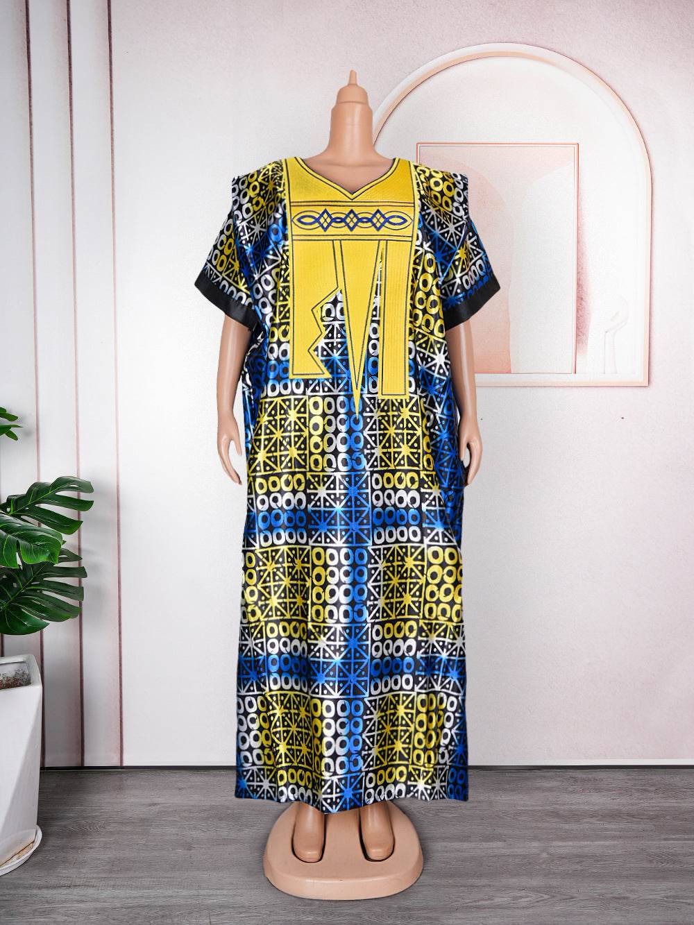Plus Size Printed Dress Women's Embroidery Muslim Robe - Mubimart