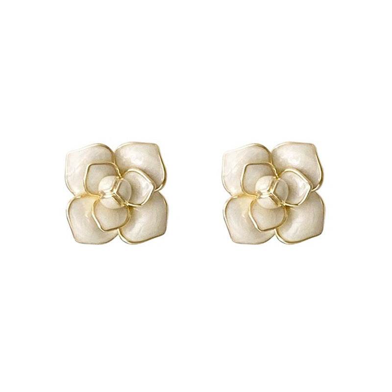 Flower Pearl Stud Earrings Women - Mubimart