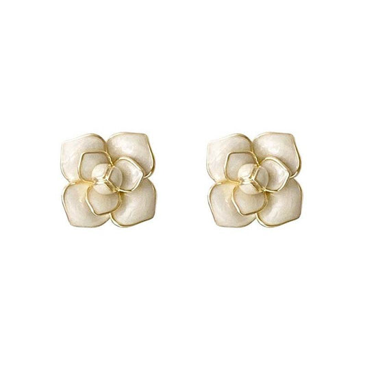 Flower Pearl Stud Earrings Women - Mubimart
