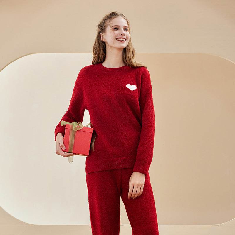 Autumn And Winter Half Velvet Couple Pajamas Women Thickened Warm Loungewear - Mubimart