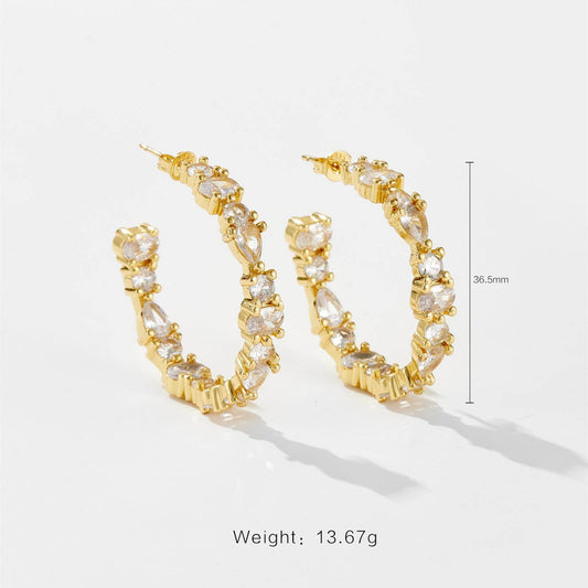 Fashion Zircon Simple Stud Earrings Women - Mubimart