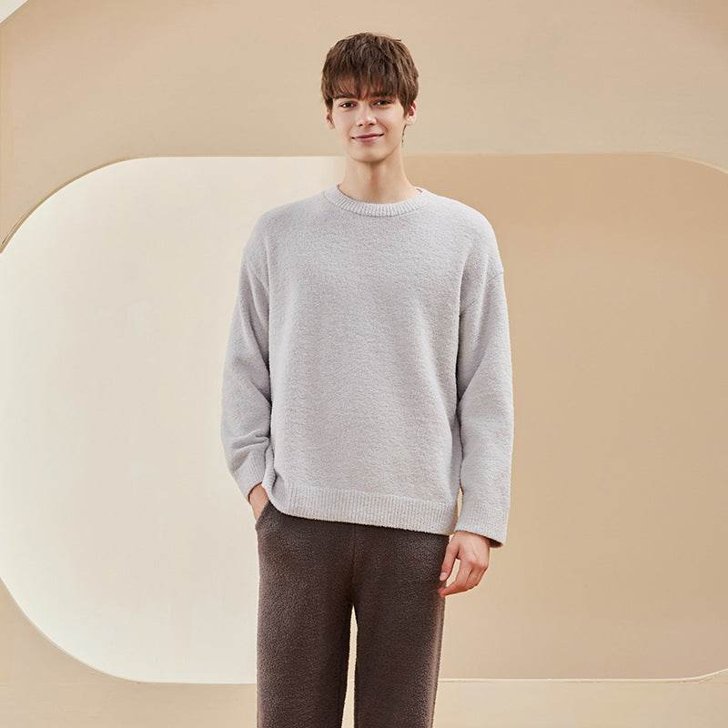 Autumn And Winter Half Velvet Couple Pajamas Women Thickened Warm Loungewear - Mubimart