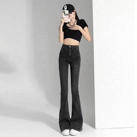 Spring And Autumn Hot Girl Slightly Flared Jeans Women - Mubimart