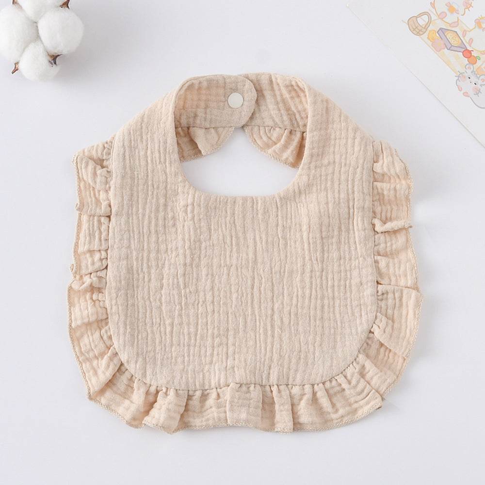 Baby Bib Ruffled Cotton Printed Gauze Lace Bib - Mubimart