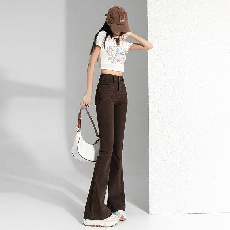 Spring And Autumn Hot Girl Slightly Flared Jeans Women - Mubimart
