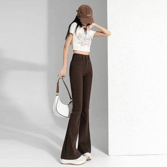 Spring And Autumn Hot Girl Slightly Flared Jeans Women - Mubimart