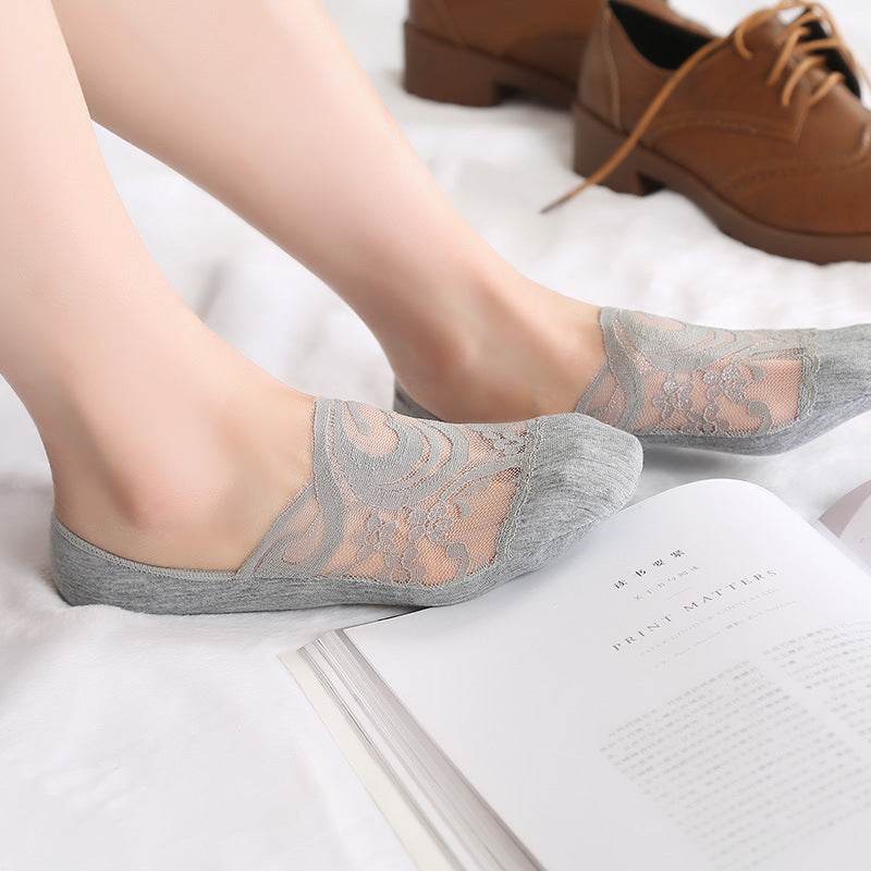 Women's Japanese Style Thin Lace Low-cut Socks - Mubimart