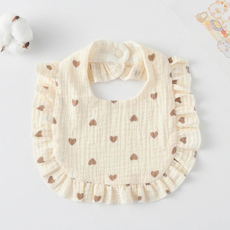 Baby Bib Ruffled Cotton Printed Gauze Lace Bib - Mubimart