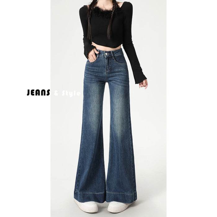 High Street Retro Slightly Flared Jeans Women - Mubimart