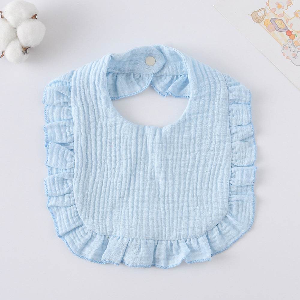 Baby Bib Ruffled Cotton Printed Gauze Lace Bib - Mubimart