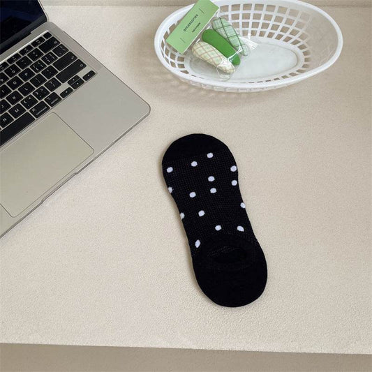 Women's Colored Polka Dot Cotton Low Cut Socks - Mubimart