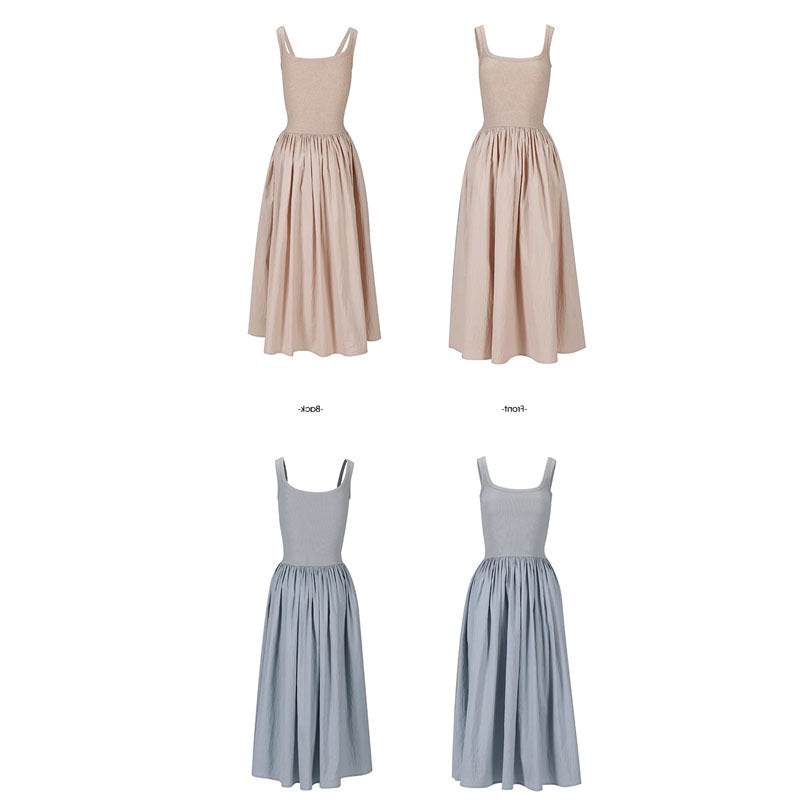 Stitching Sleeveless Camisole Dress - Mubimart
