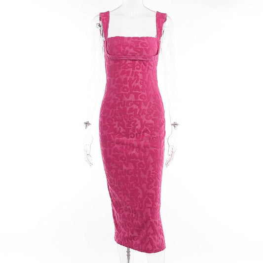 Jacquard Chest Camisole Dress Women - Mubimart