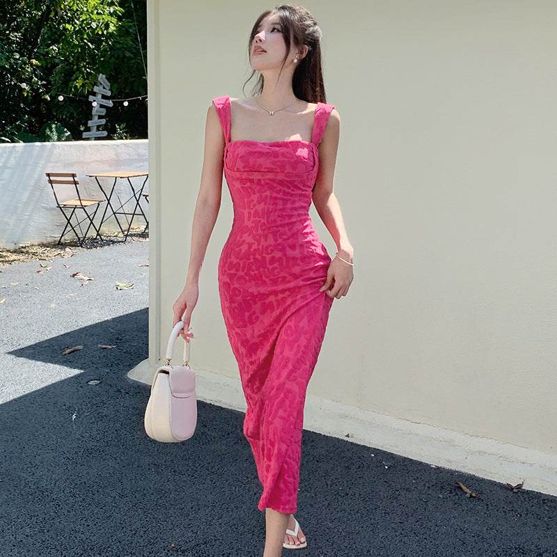 Jacquard Chest Camisole Dress Women - Mubimart