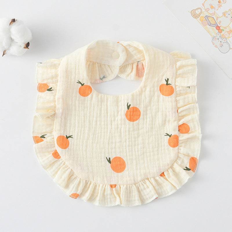 Baby Bib Ruffled Cotton Printed Gauze Lace Bib - Mubimart