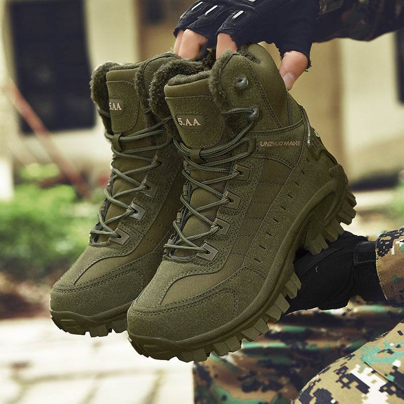 Combat Boots Winter Fleece-lined Warm Snow Boots Men - Mubimart