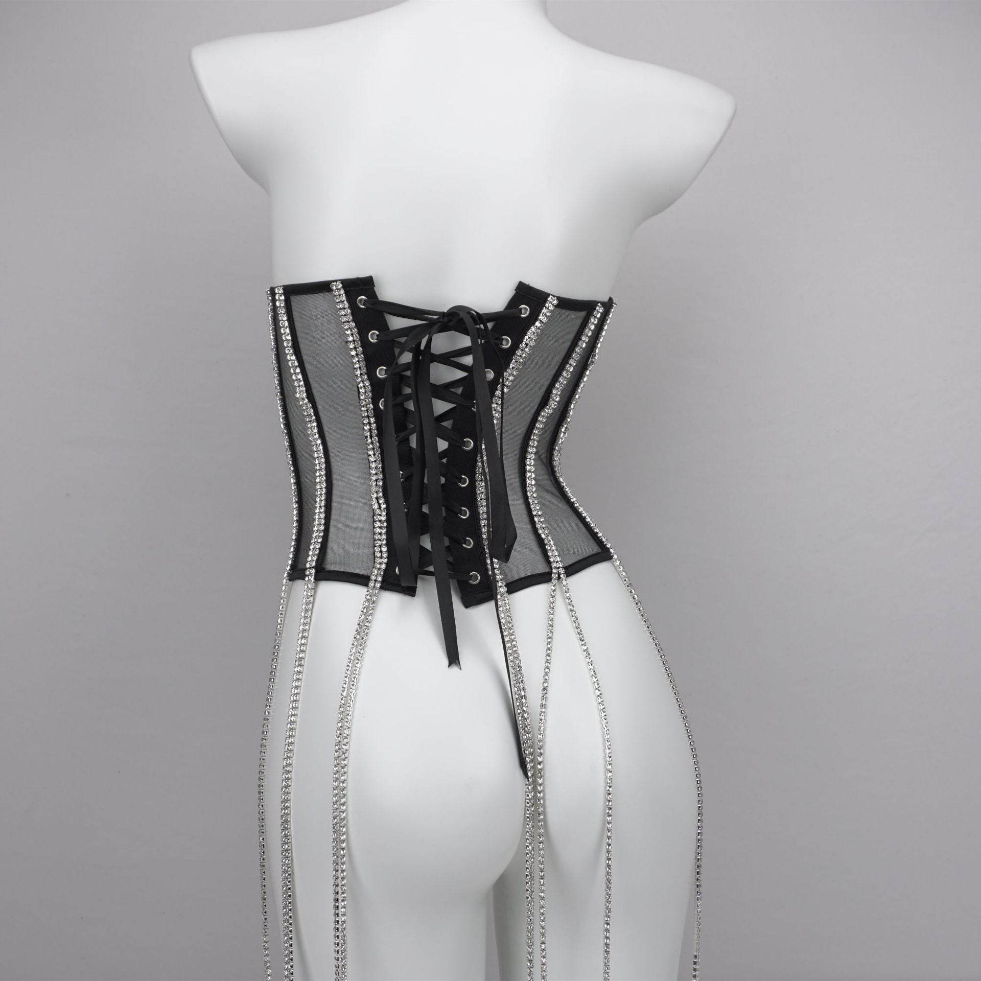 Women's Polyester Black Chain Shapewear - Mubimart