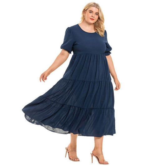 Plus Size Short-sleeve One-piece Dress For Women - Mubimart