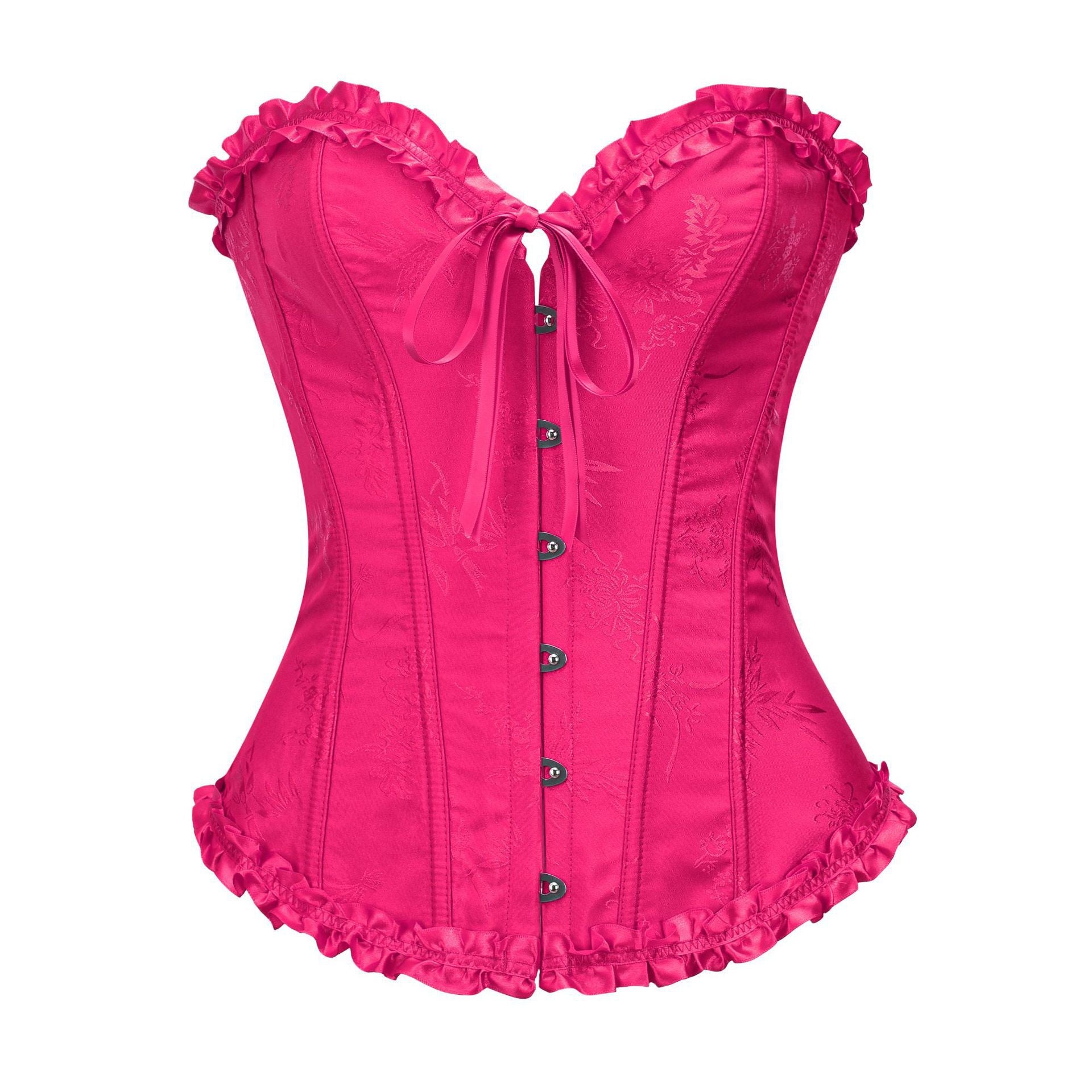 Retro Corset Waist Top Rose Red - Mubimart -  