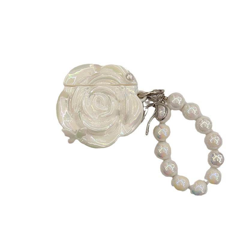 Pearl White Camellia Earphone Case - Mubimart