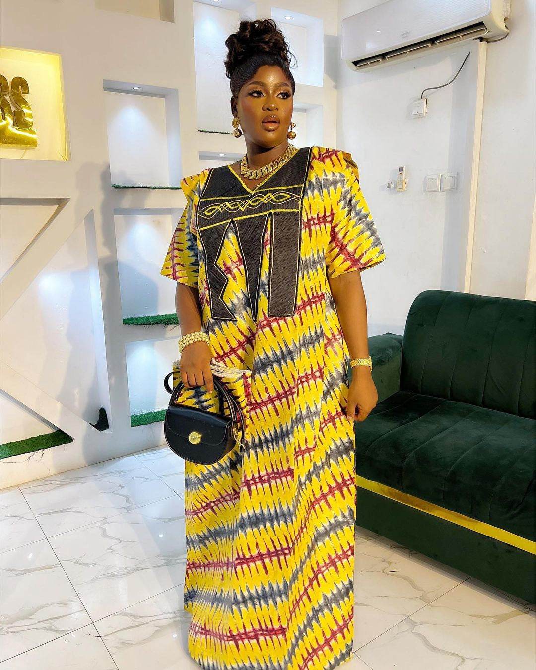 Plus Size Printed Dress Women's Embroidery Muslim Robe - Mubimart