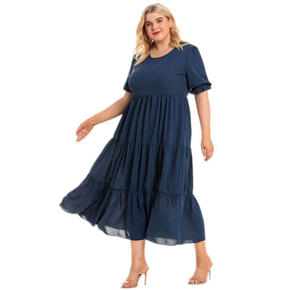 Plus Size Short-sleeve One-piece Dress For Women - Mubimart