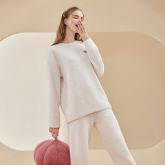 Autumn And Winter Half Velvet Couple Pajamas Women Thickened Warm Loungewear - Mubimart -  