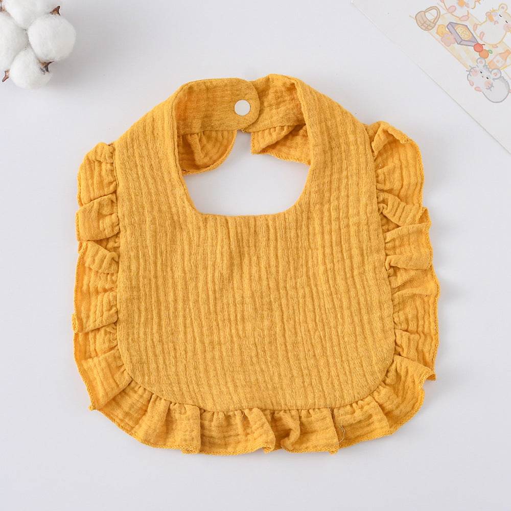 Baby Bib Ruffled Cotton Printed Gauze Lace Bib - Mubimart