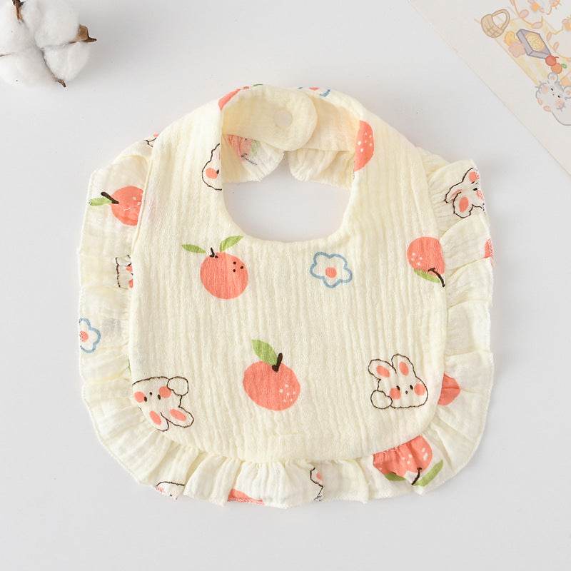 Baby Bib Ruffled Cotton Printed Gauze Lace Bib - Mubimart