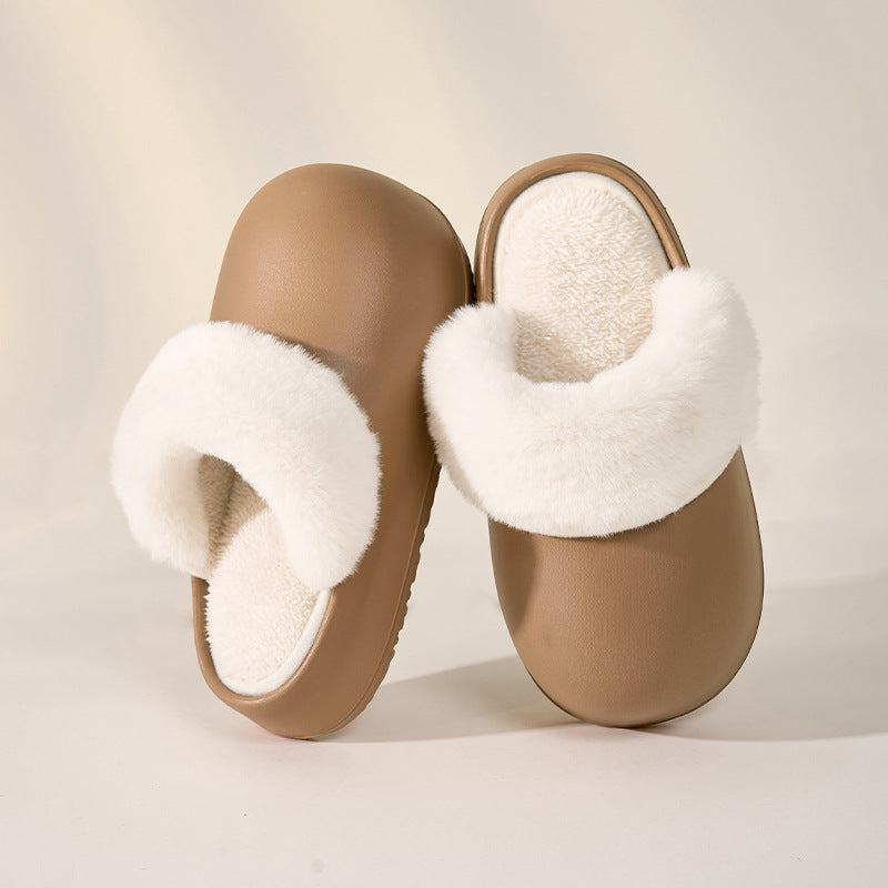 Removable Slippers Winter Waterproof Plush Shoes Household Thick Bottom Detachable Warm Fuzzy Home Slippers Bedroom House Shoes Women - Mubimart -  