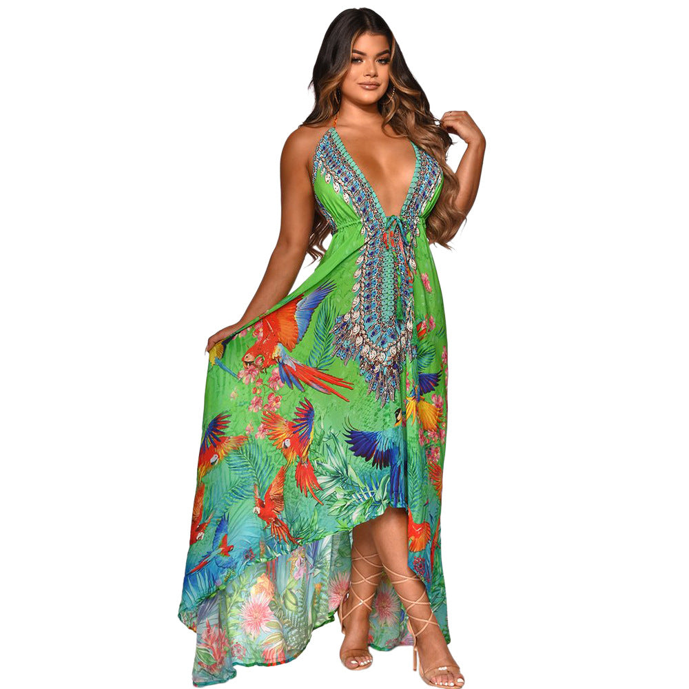 Women's Printed Slip-on Mop Dress - Mubimart -  