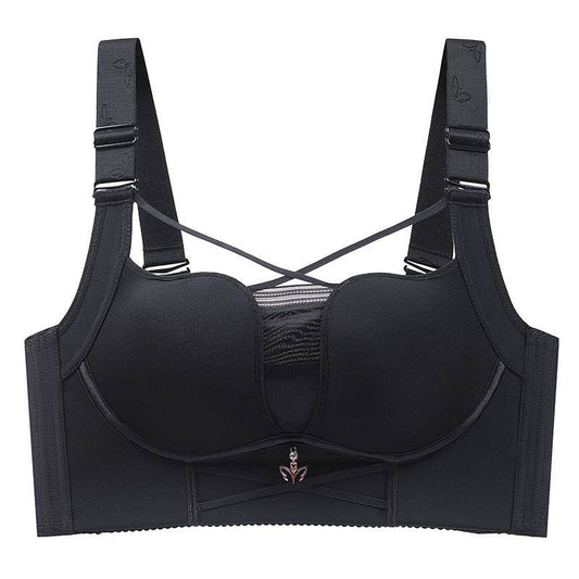 Women's Fashion Simple Cross Strap Wireless Bra - Mubimart