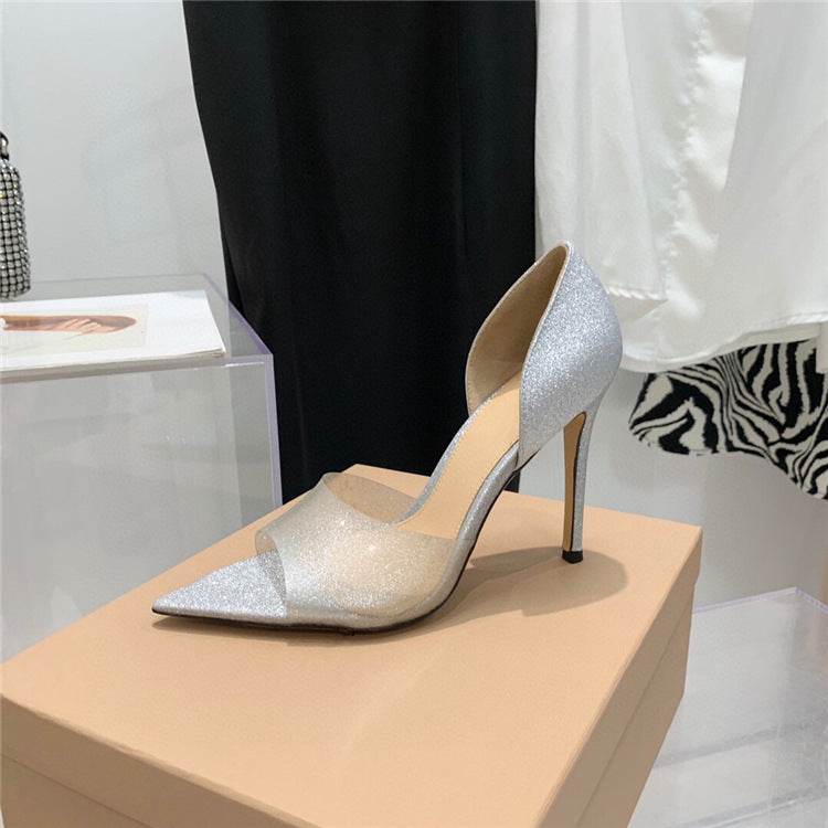 Pointed Peep Toe Sexy Fashion Stiletto Heel High Heels - Mubimart