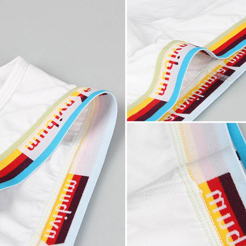 Rainbow Rubber Band Cotton Briefs - Mubimart