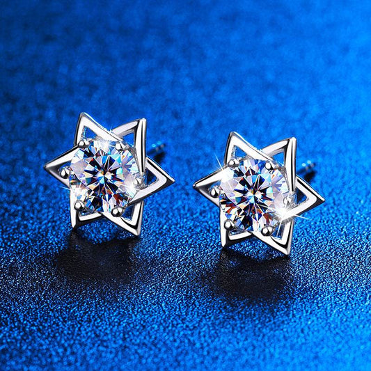 Fashion Hexagram Stud Earrings Women - Mubimart