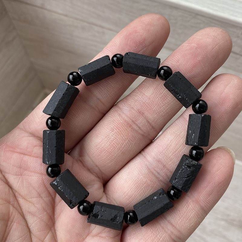Natural Raw Gemstone Black Tourmaline Bracelet For Men And Women - Mubimart