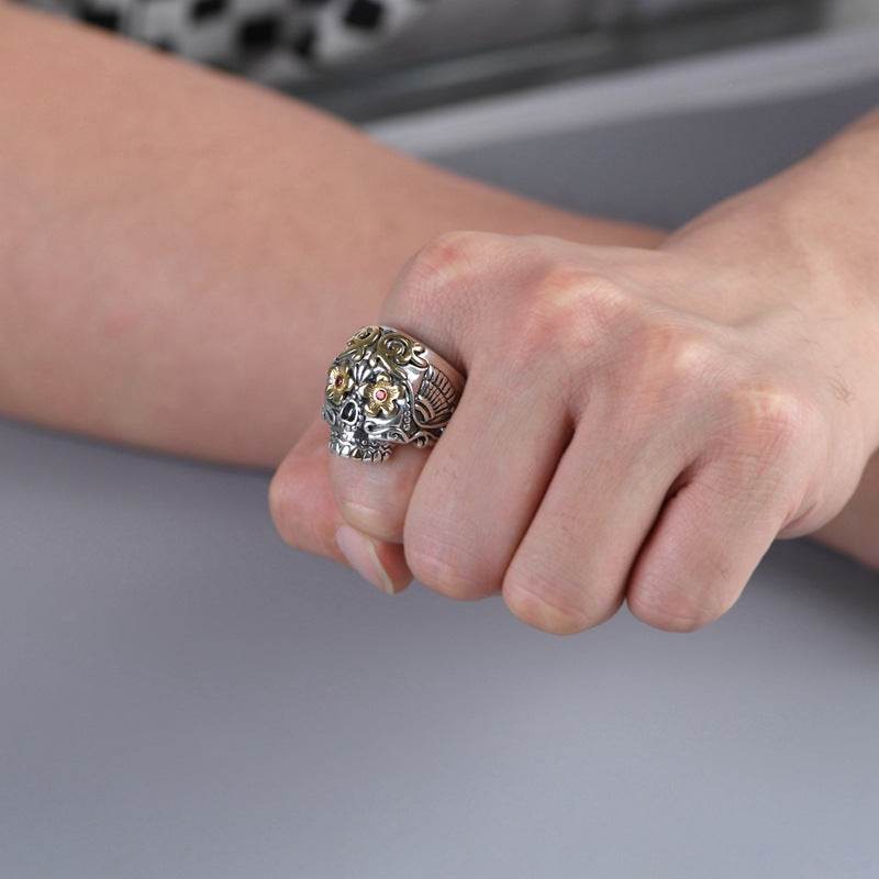 S925 Silver Ring Vintage Craft Open Ring For Men - Mubimart