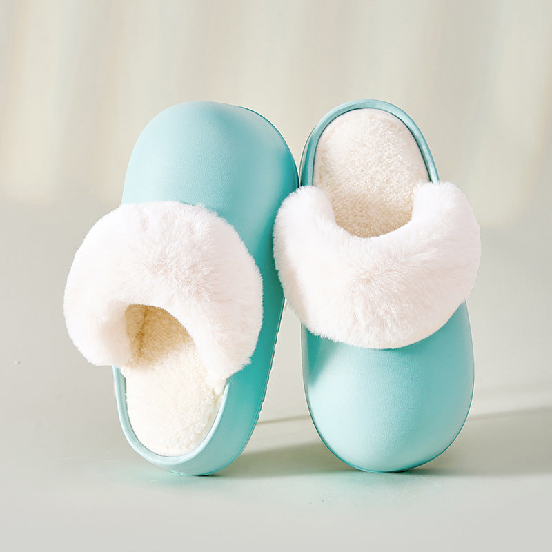 Removable Slippers Winter Waterproof Plush Shoes Household Thick Bottom Detachable Warm Fuzzy Home Slippers Bedroom House Shoes Women - Mubimart -  