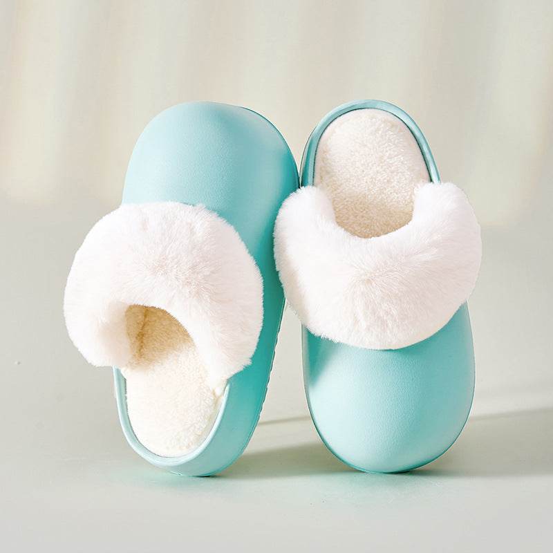Removable Slippers Winter Waterproof Plush Shoes Household Thick Bottom Detachable Warm Fuzzy Home Slippers Bedroom House Shoes Women - Mubimart