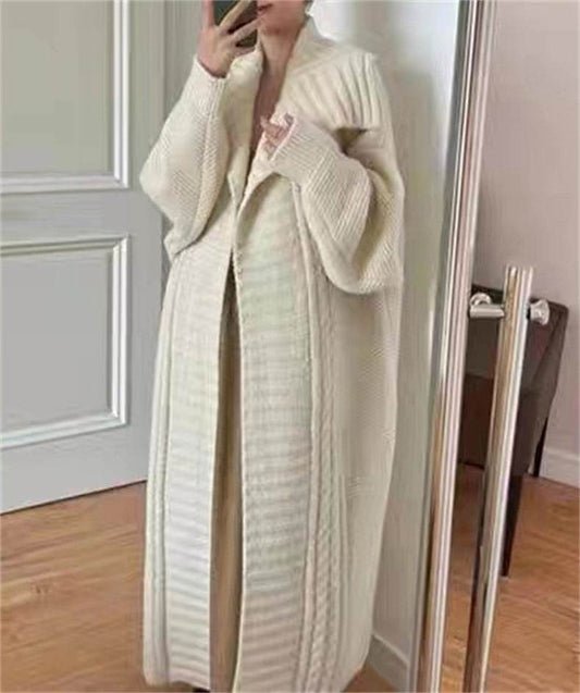 Long Knitted Cardigan Coat Women's Plus Size - Mubimart