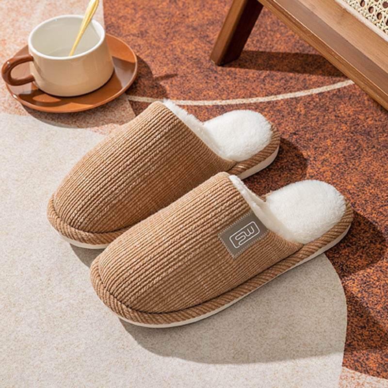 Fashion Indoor Home Slippers Non-slip Floor Shoes For Women Men Soft Bottom Velvet Fur Slides House Shoes Bedroom Slipper - Mubimart