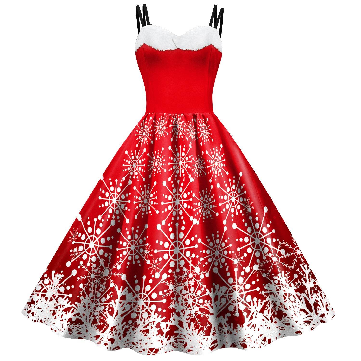 Women's Snowflake Digital Printing Slip Dress - Mubimart