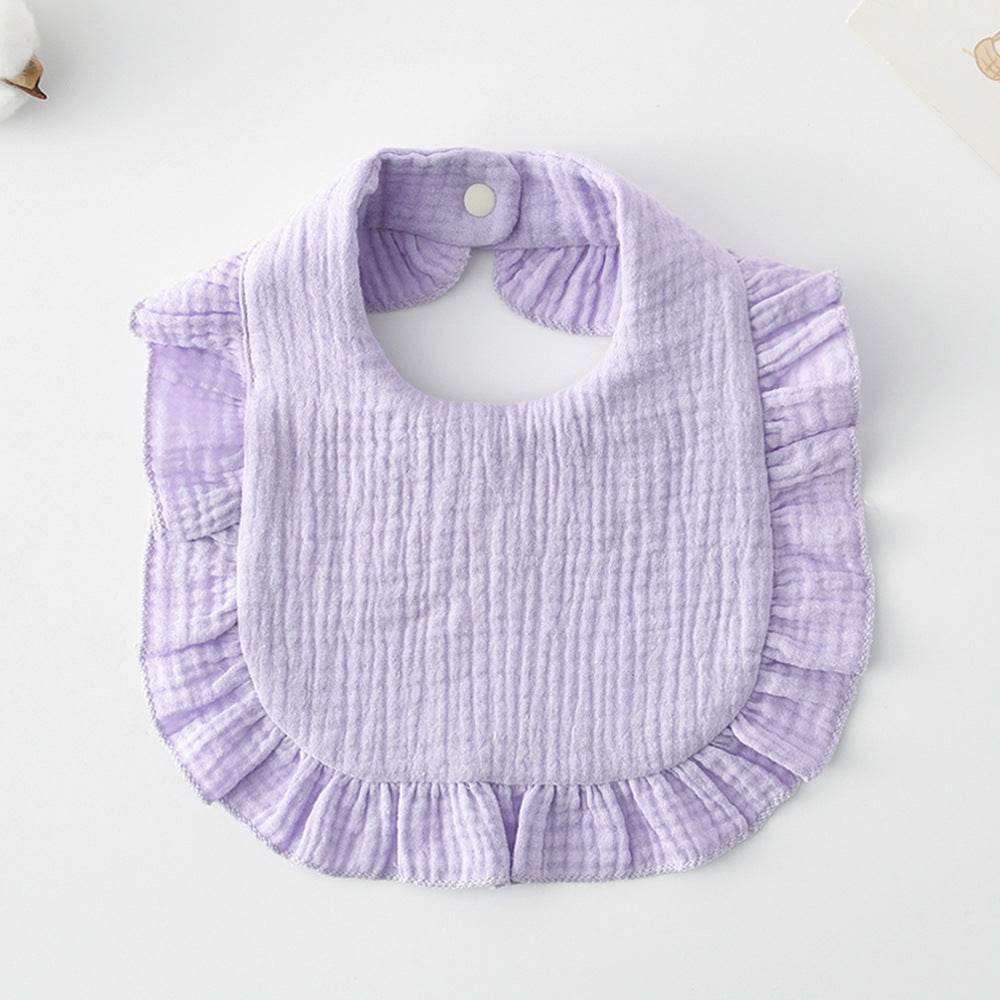 Baby Bib Ruffled Cotton Printed Gauze Lace Bib - Mubimart