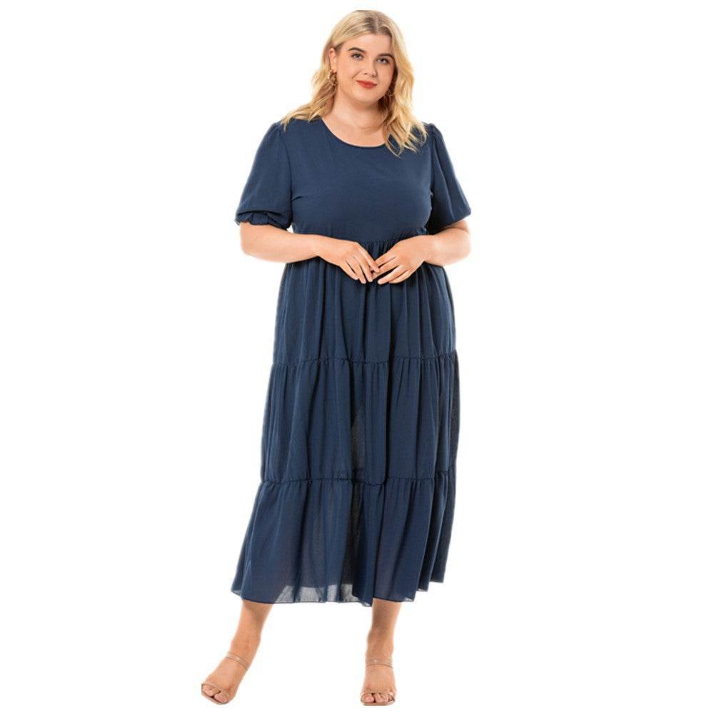 Plus Size Short-sleeve One-piece Dress For Women - Mubimart