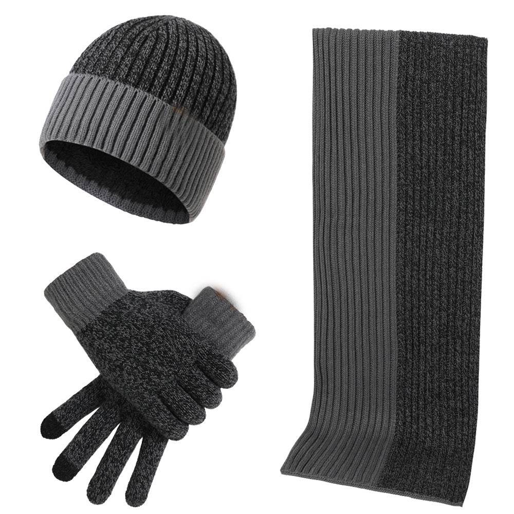 Warm Hat Scarf Gloves Knitted Plus Fluff Winter Men - Mubimart