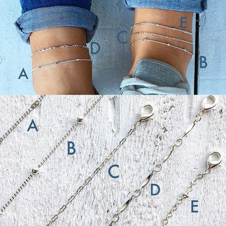 Stylish Simple And Versatile Anklets 5 Pieces Suit Combination - Mubimart