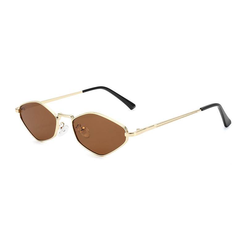 Cat Eye Metal Sunglasses Female Personality Polygon European And American Ins Small Frame - Mubimart