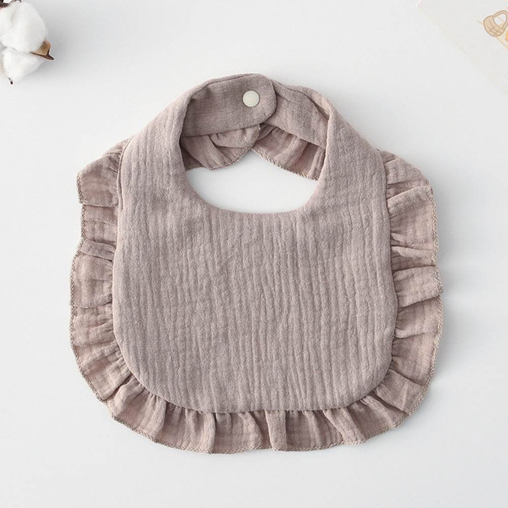 Baby Bib Ruffled Cotton Printed Gauze Lace Bib - Mubimart