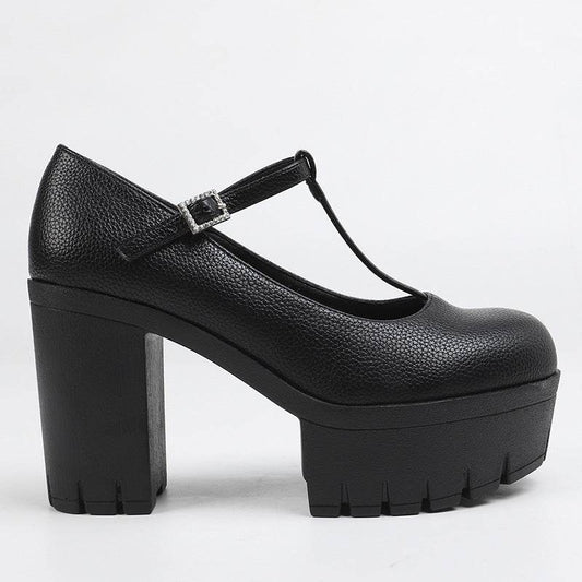 Size Pumps Fashion High Heels Thick - Mubimart